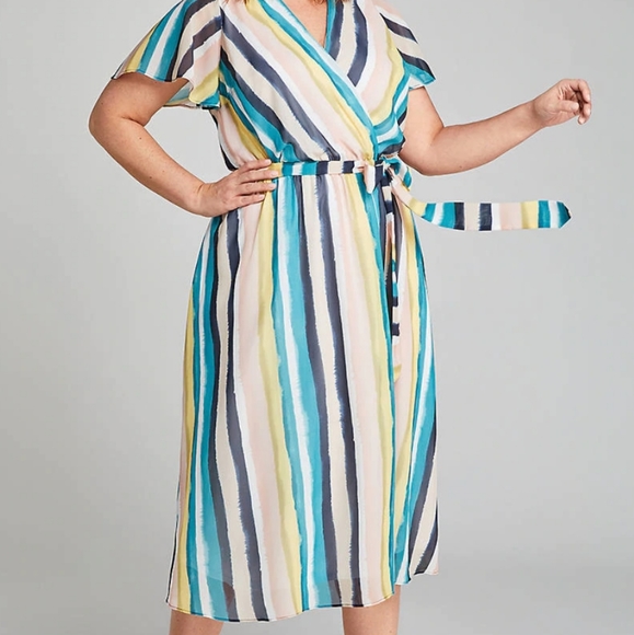 Lane Bryant Dresses & Skirts - Striped Crossover Midi Dress